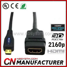 Câble Micro HDMI Micro Plaqué Or 6Ft pour Tablette Smartphone 2160P